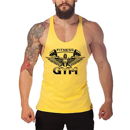 Men's Stringer Gym Vest, Fitness Bodybuilding Tank, Y Back Sleeveless Shirt, Moisture-Wicking Lightweight Cotton Summer Clothing
