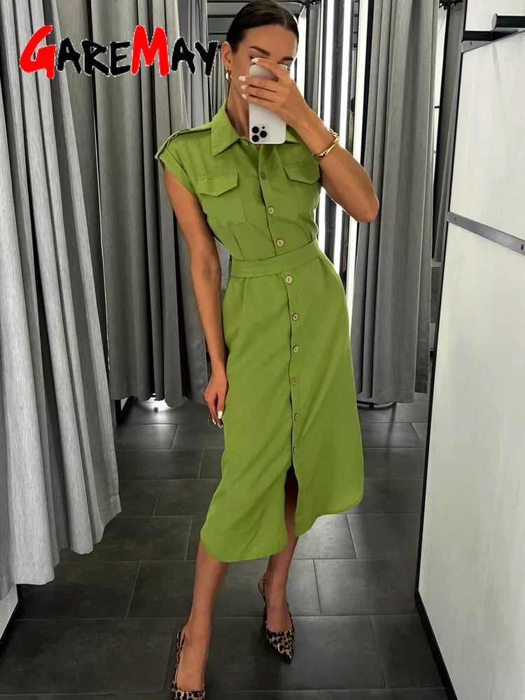 Women's Long Summer Dress Vintage A-line Casual Light Midi Dress Short Sleeve  E