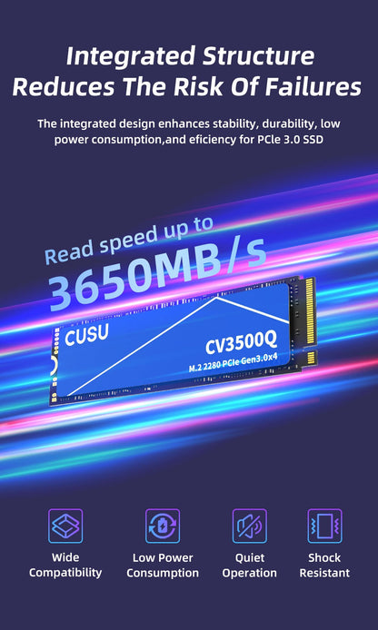 SSD CUSU NVMe M.2 1TB 512GB M2 2280 PCIe3.0 SSD 2TB Disco Rígido Unidades de Estado Sólido Internas para Computador Portátil