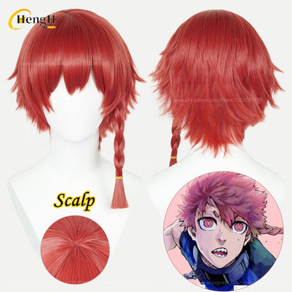 2 Estilos Anime Kurona Ranze Cabelo Sintético Curto 30cm Trança Vermelha Perucas Cabelo Resistente ao Calor Festa de Halloween Cosplay Perucas de Anime