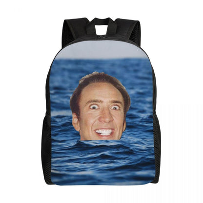 Custom Nicolas Cage Meme Laptop Backpack Women Men Basic Bookbag for College School Student Funny Bags