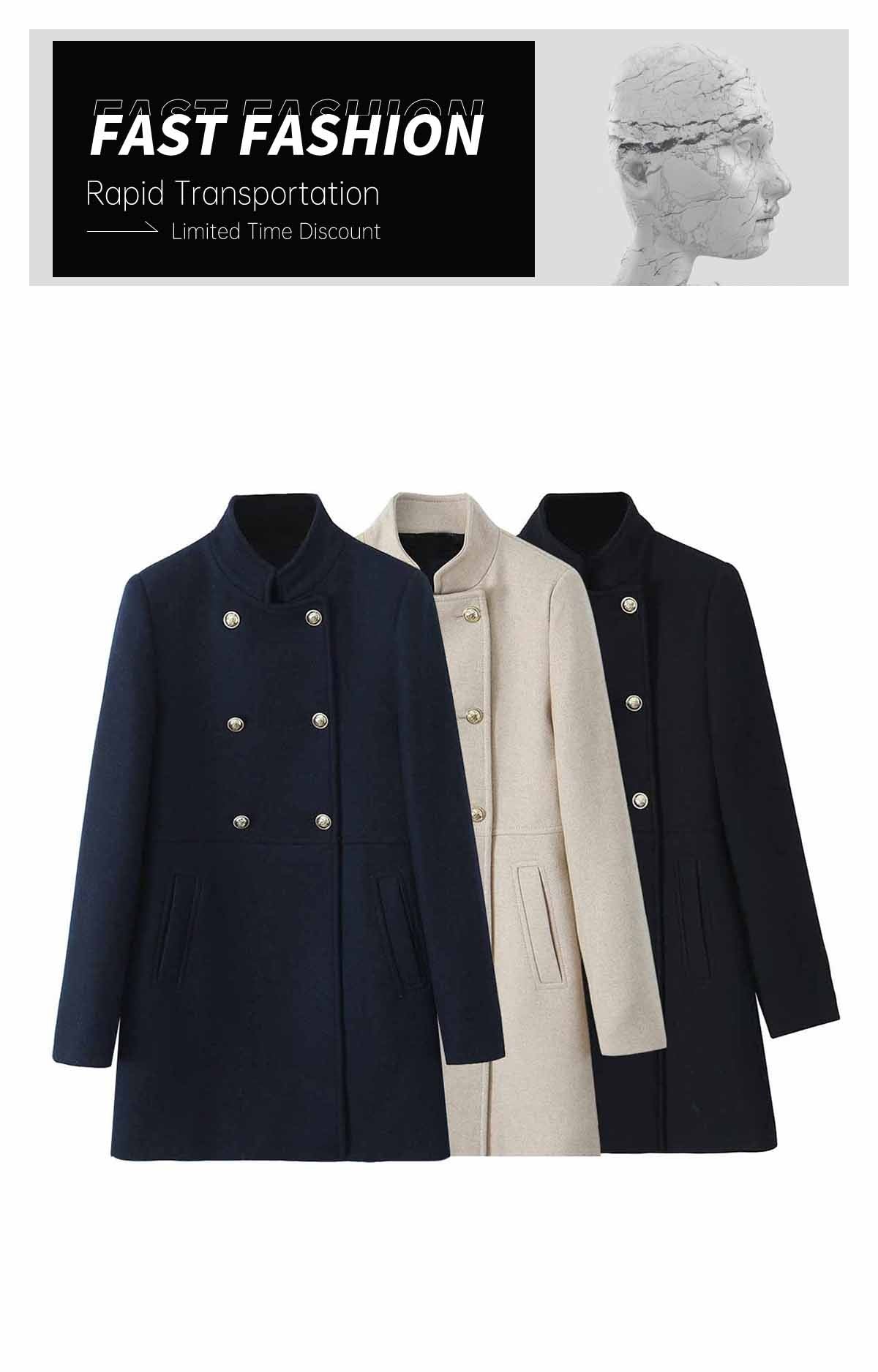 Autumn/Winter New Product Fashion Casual Women's Wear Double breasted Loose Versatile Coat Coat