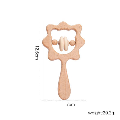 Baby Wooden Koala Hand Rattles Teether Toys Wooden Ring Montessori Toys Owl Shape Musical Rattle  for Baby Gifts Teething Toys