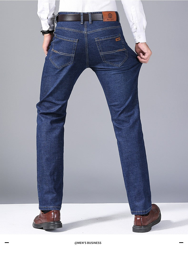 Calças Masculinas Jeans Retas Macias 2025 Outono Clássico Negócios Preto Motoqueiro Jeans Macacão Masculino Pantalone Hombre Mannen Homme