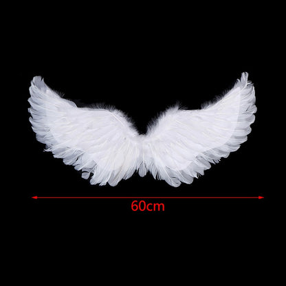 Asas Brancas de Anjo de Pena para Crianças e Adultos, Varinhas Mágicas, Acessório de Cabelo (Halo) para Cosplay, Alças Elásticas, Adereços de Casamento, Halloween e Aniversário