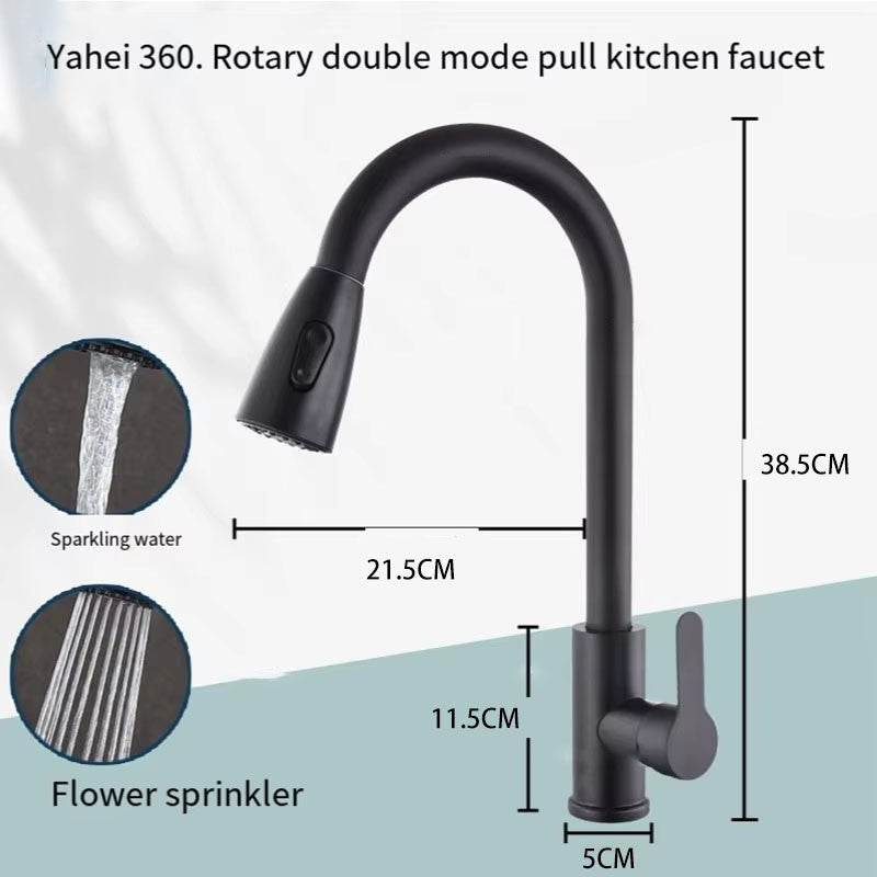 Kitchen Faucets Brushed Nickel Pull Out Kitchen Sink Water Tap Deck Mounted Mixer Stream Sprayer Head Hot Cold Taps Sliver