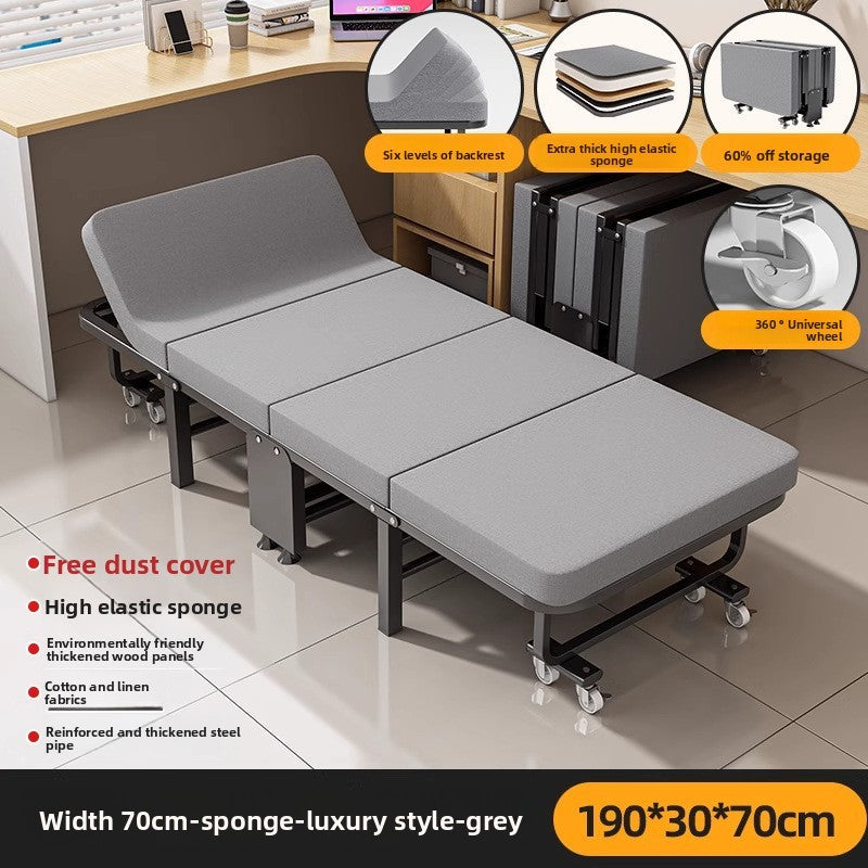 Cama dobrável, cama para pausa para almoço, cadeira para soneca, cama de acampamento portátil doméstica com tábua rígida para acompanhante.