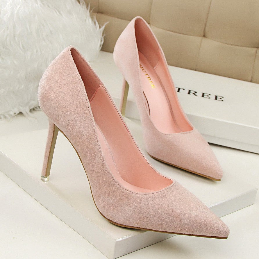 Women 9cm High Heels Yellow Burgundy Pumps Plus Size Stripper Suede Escarpins Lady Wedding Bridal Scarpins Green Blue Prom Shoes