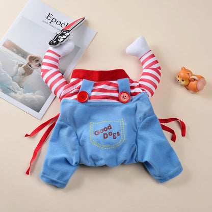Roupas Engraçadas de Halloween para Cães Pequenos, Médios e Grandes, Fantasia de Cachorro com Faca, Terno de Cosplay para Filhotes, Presente de Festa, Roupa para Animais de Estimação
