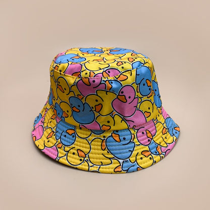 Cartoon Yellow Duck Bucket Hats New Unisex Cute Sunshade Double Sided Wearable Fashion Casual Versatile Outdoor Fisherman Caps