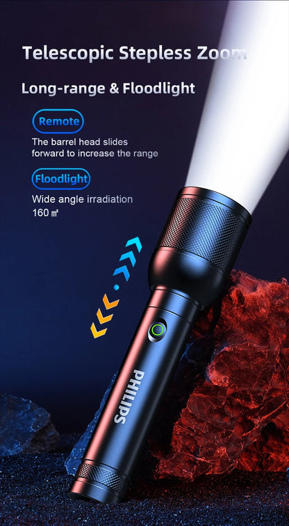 2025 New Philips SFL8168 3200 Lumen LED Flashlight 1000m Portable Powerful Bright Flashlights Camping Lamp for Outdoor Hiking