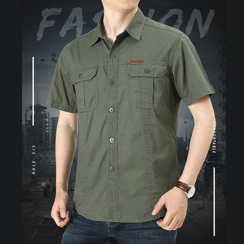 Summer Male Oversized Shirts Casual Business Shirts Breathable Fashion Cotton Shirts Work Cargo Shirts Blouses Man Clothing 5XL