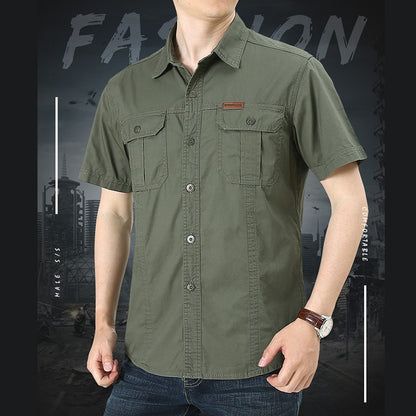 Summer Male Oversized Shirts Casual Business Shirts Breathable Fashion Cotton Shirts Work Cargo Shirts Blouses Man Clothing 5XL