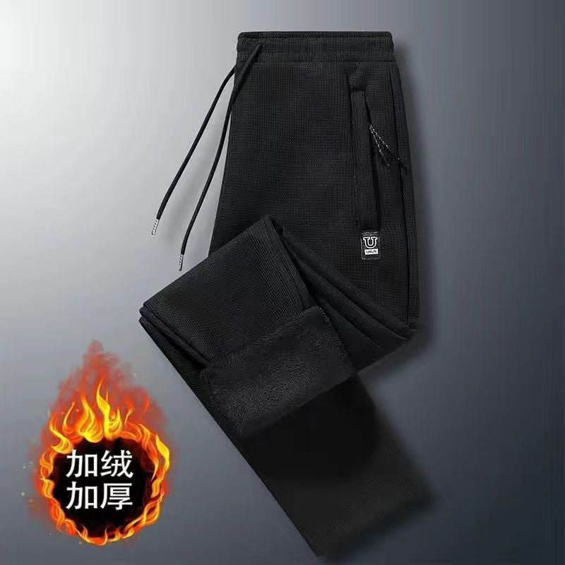 Winter Warm Lambswool Sweatpants Men's Plush Thicken Casual Joggers Trousers Male Fashion Loose Soft Waterproof Cargo Down Pants