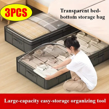 1PC Large Underbed Storage Bag - Foldable Clothes Quilt Organizer for Bedroom Dormitory, Space Saving Doggy Bag