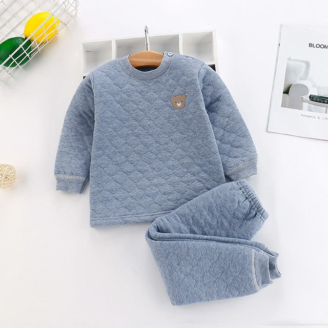 Pijama de Inverno Infantil para Bebês e Crianças, Roupa Térmica, Conjunto de Camadas, Algodão Grosso, Para Meninos e Meninas, Conjunto de Roupa de Dormir