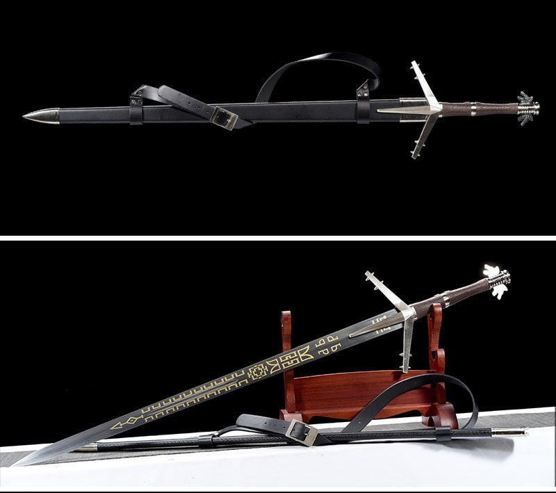 Greatsword Geralt Cosplay Western Sword,Handmade Blade Stainless Steel,Plastic With PU Sheath,Medieval Fantasy Game Swords,Game