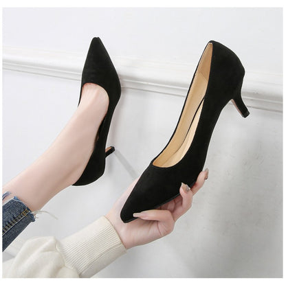 European American Fashionable Pointed High Heels Women With Rhinestone Bows Shallow Mouth Mid-Heeled Single Shoes Silk Satin