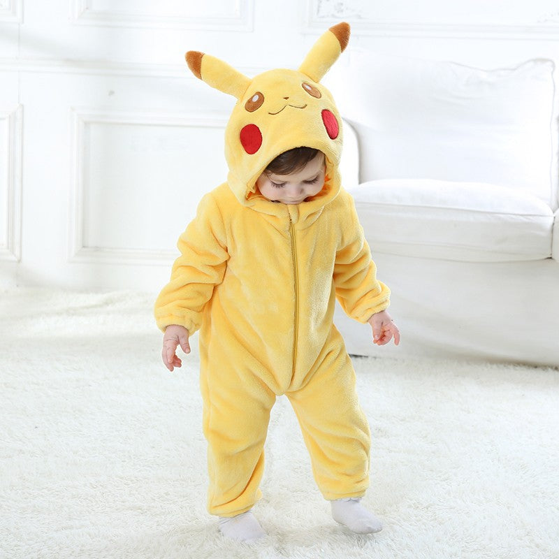 Pokemon Pikachu Snorlax Baby Clothes  Baby Jumpsuit Pajamas Newborn Bodysuit 0-3 Years Old Cosplay Costume Hooded Onesie