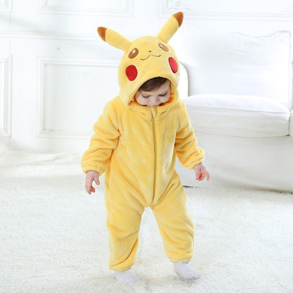 Pokemon Pikachu Snorlax Baby Clothes  Baby Jumpsuit Pajamas Newborn Bodysuit 0-3 Years Old Cosplay Costume Hooded Onesie