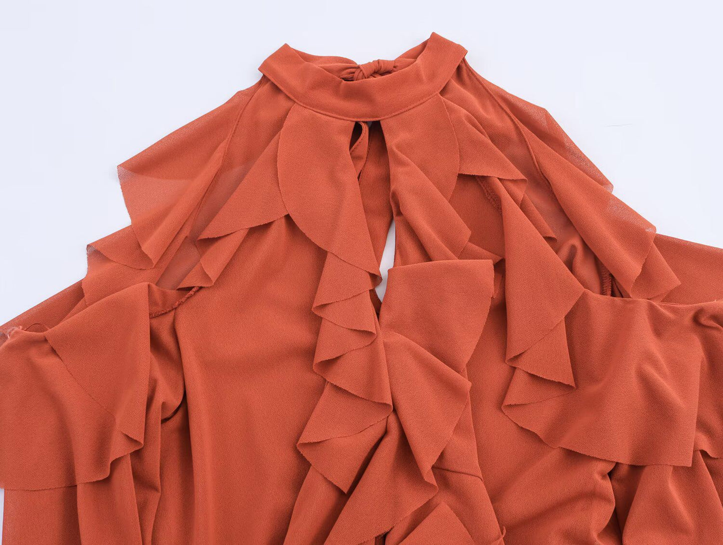 European and American style autumn new women's clothing casual temperament simple layered decoration hanging neck collar top