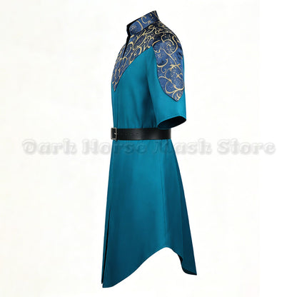 Men's Fantasy Elven Tunic with Belt Medieval Style Robe with Ornate Print Renaissance Faire LARP Events Themed Party Costume