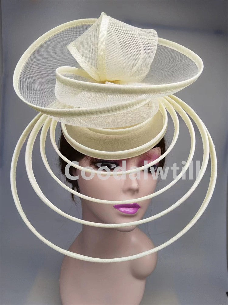 Chapéu Fascinator de Igreja Véu de Casamento de Malha Feminino para Festa Banquete Chapéu Boné Faixa de Cabelo Feminina Festa Chá Royal Ascot Chapéus Pillbox
