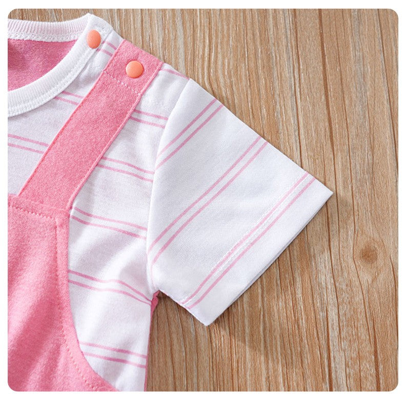 Baby Clothes Cute Cartoon Bow Rabbit Comfortable Soft Boy And Girl Summer Short Sleeved Baby Jumpsuit