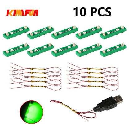 10PCS 0.8mm Pino RGB LED Blocos de Montar USB Lâmpada DIY Luz de Rua Cidade Decoração Elétrica 1X1 Tijolo Compatível com Todas as Marcas