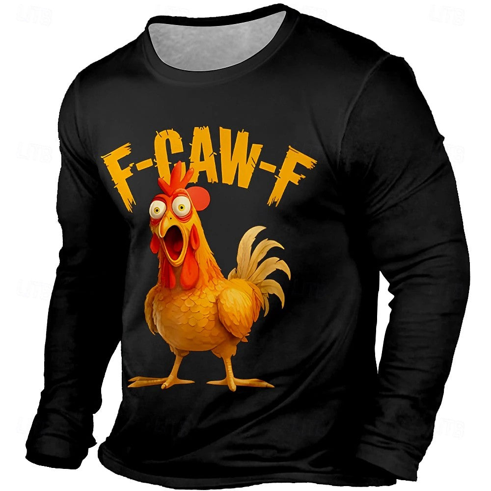 Men's Funny Slang T-shirt Long Sleeve T Shirt 3D Print Crew Neck Shirt Fashion Daily Basic Street Apparel Casual Daily Clothing