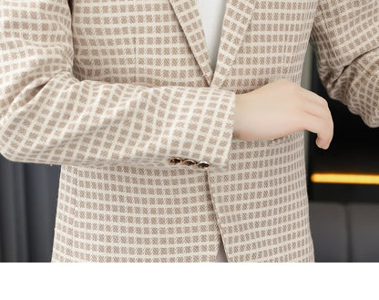 Blazer Men's Fashion Gentleman Business Outdoor Travel Plaid Slim-fit Korean Version of The Trend Handsome Youth Casual Blazer