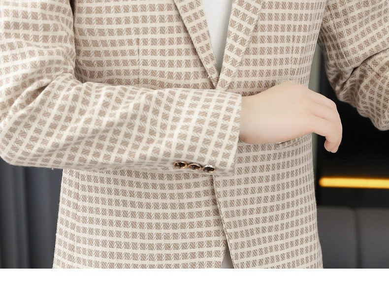 Blazer Men's Fashion Gentleman Business Outdoor Travel Plaid Slim-fit Korean Version of The Trend Handsome Youth Casual Blazer