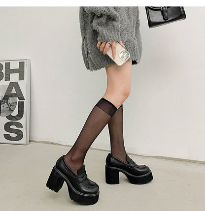 autumn Platform Mary Jane Shoes Ladies Hot Sale High Heels Loafers Women Shoes Retro Chunky Heels Pumps Woman Uniform College