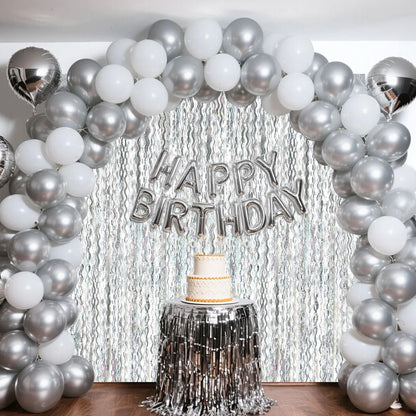 1x2m Wave Pattern Foil Curtain Decor Balloon Rain Tinsel Fringe Streamer Background for Birthday Party Wedding Decoration