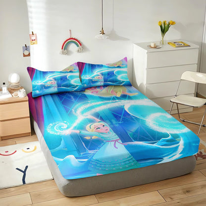 Frozen Fitted Sheet Children 100% Polyester Coverage Sheets Cartoon Cover Elastic Cute Digital Printing Bedding Teenager