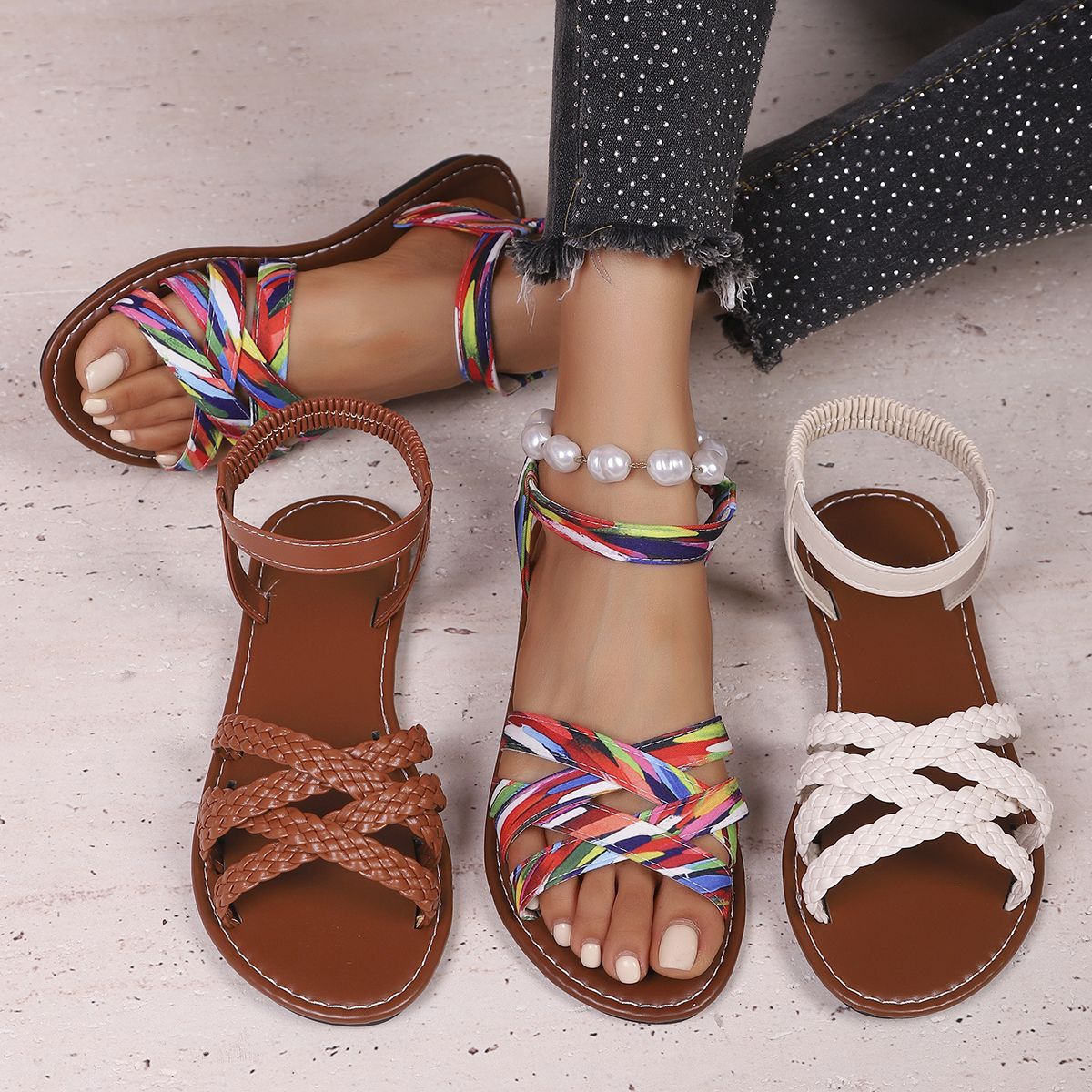 Summer Braided Woman Sandals Party Shoes Ladies Outdoor Sandals for Women Casual Shoe Soft Sandal Rubber Female Footwear