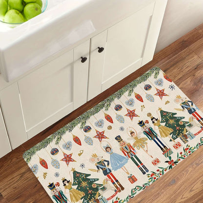 Christmas Nutcracker Kitchen Mat Home Decor Kitchen Hallway Balcony Laundry Rugs Bathroom Non-slip Foot Pad Christmas Decoration