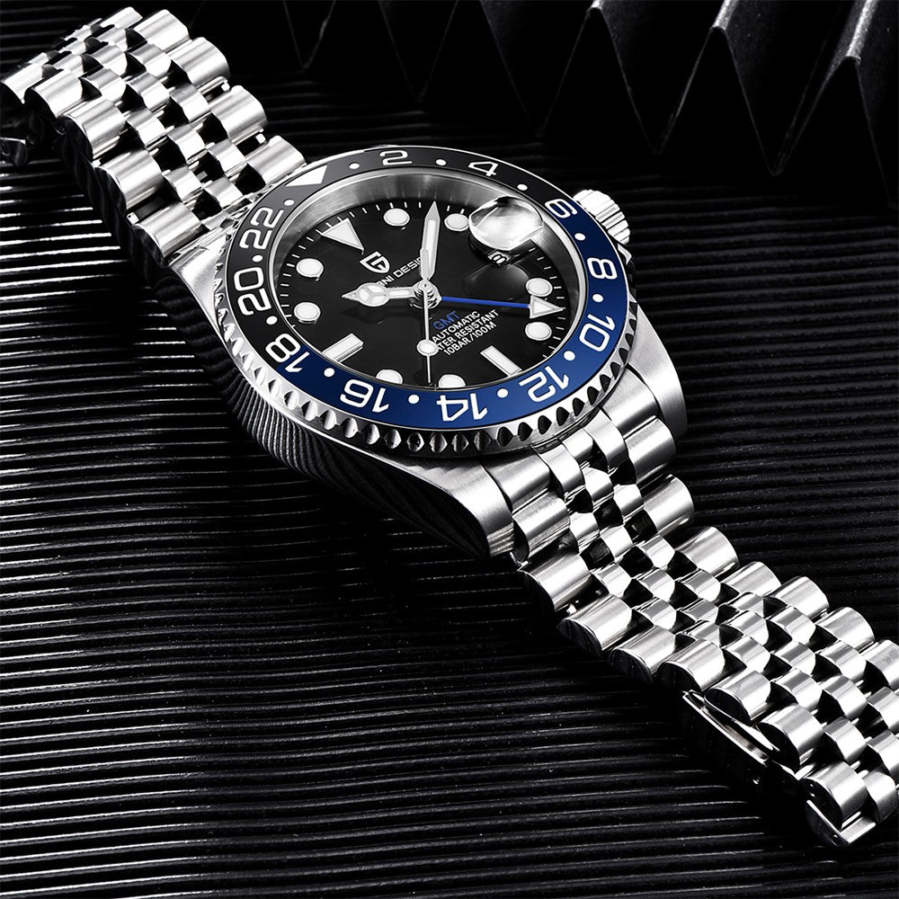 PAGANI DESIGN V3 Versão Relógios GMT Masculino Luxo Safira Relógio Automático Mecânico 40MM Aço Inoxidável À Prova D' Água