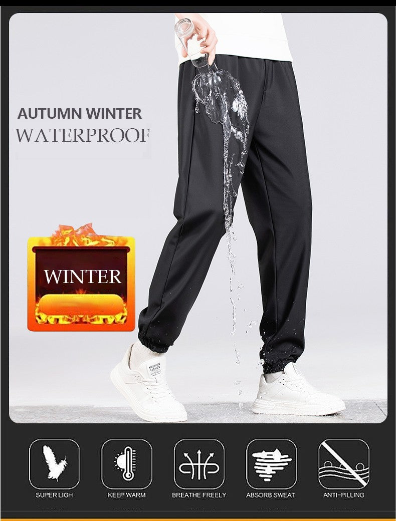 Winter Running Pants Men's Outdoor Waterproof Windproof Thickened Jogging Sports Trousers Warm Fitness Sports Casual Long Pants