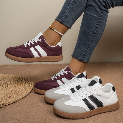 Fashion Casual Women's Sports Shoes Lace Up Vulcanize Flats Ladies Outdoor Walking Sneakers Women Comfortable Classical Shoes