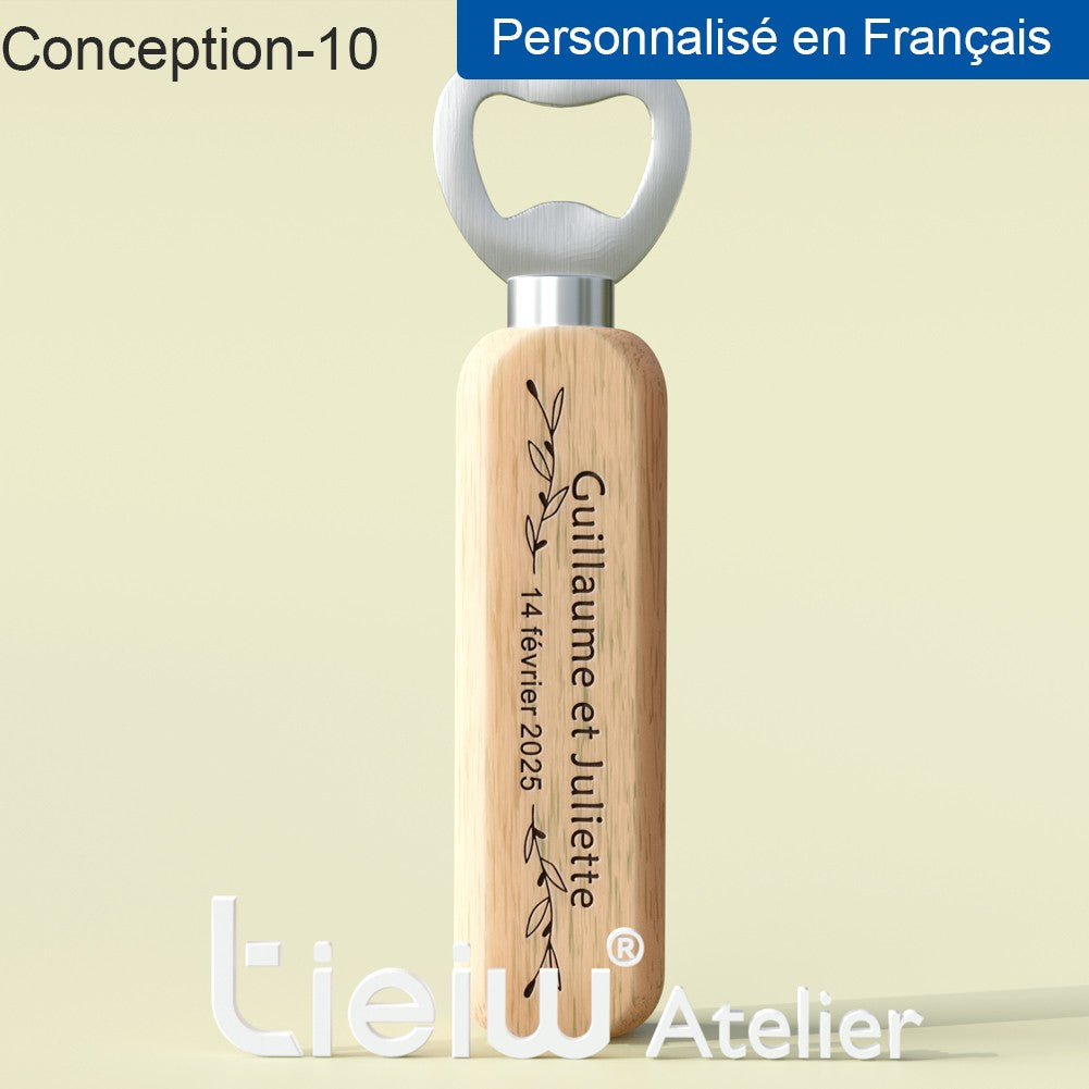 12PCS Custom Wedding Gift Bottle Opener Wedding Favors for Guests Personalized Wooden Opener as Gift for Wedding Decoration