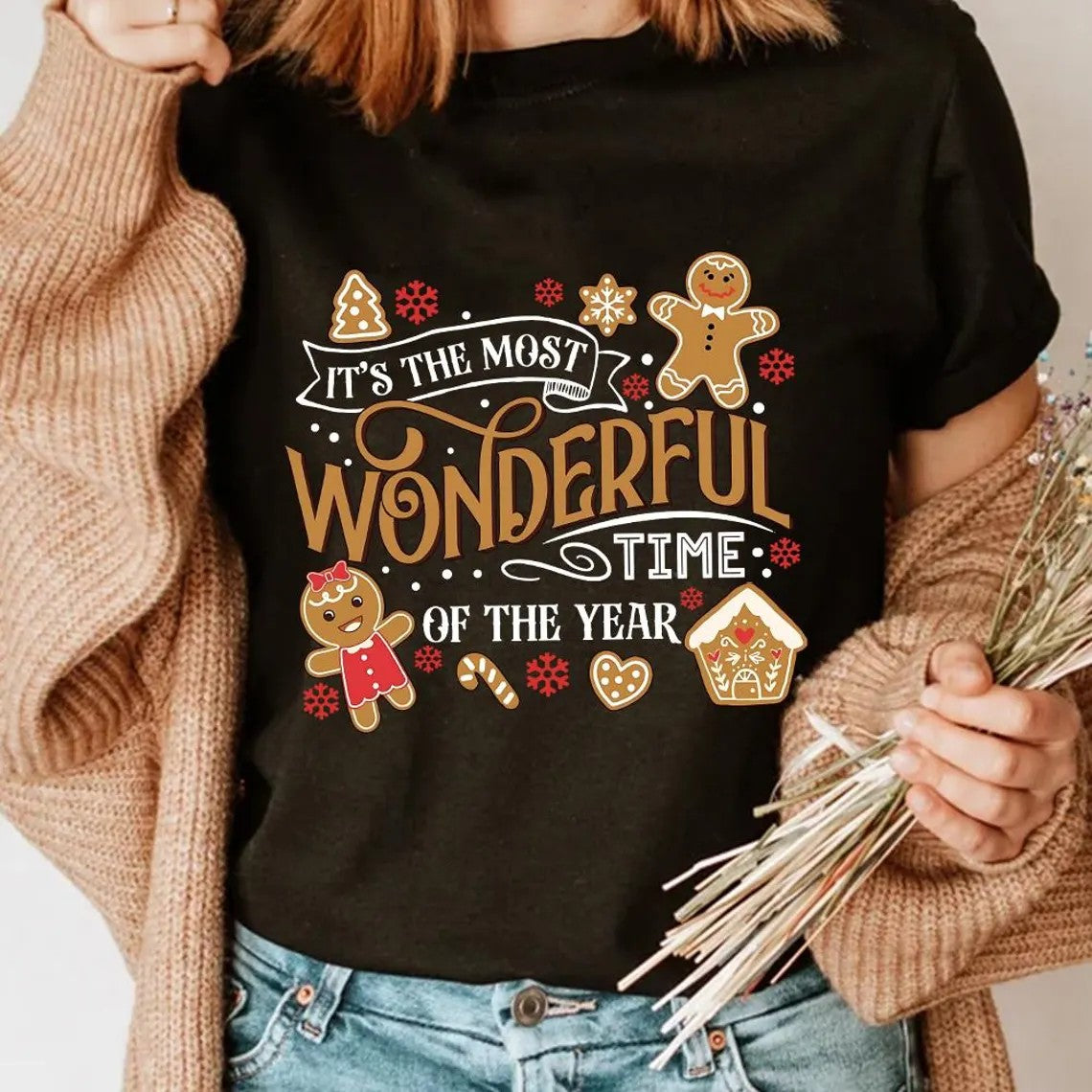 It’s the Most Wonderful Time of the Year T Shirts Gingerbread Christmas Tee Cute Holiday Shirt, Festive Cookie Lover Top