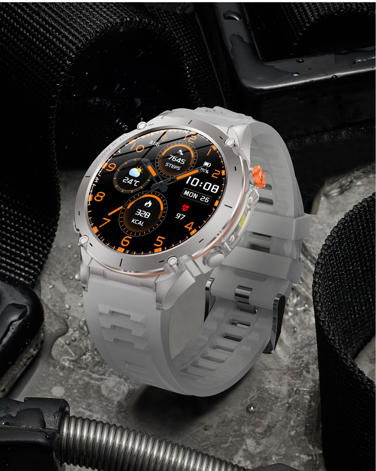 Novo T-Rex 3 GPS Smart Watch AMOLED de 1,43" à prova d'água 10ATM GNSS de banda dupla integrado Bússola Militar Esportivo Smartwatch Pulseira Masculina