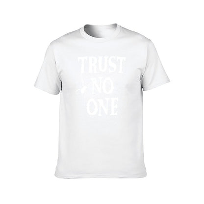 Trust No One Spider in a Spiderweb Quote T-Shirt man t shirts cotton black cotton t-shirt plain for man package T-Shirt