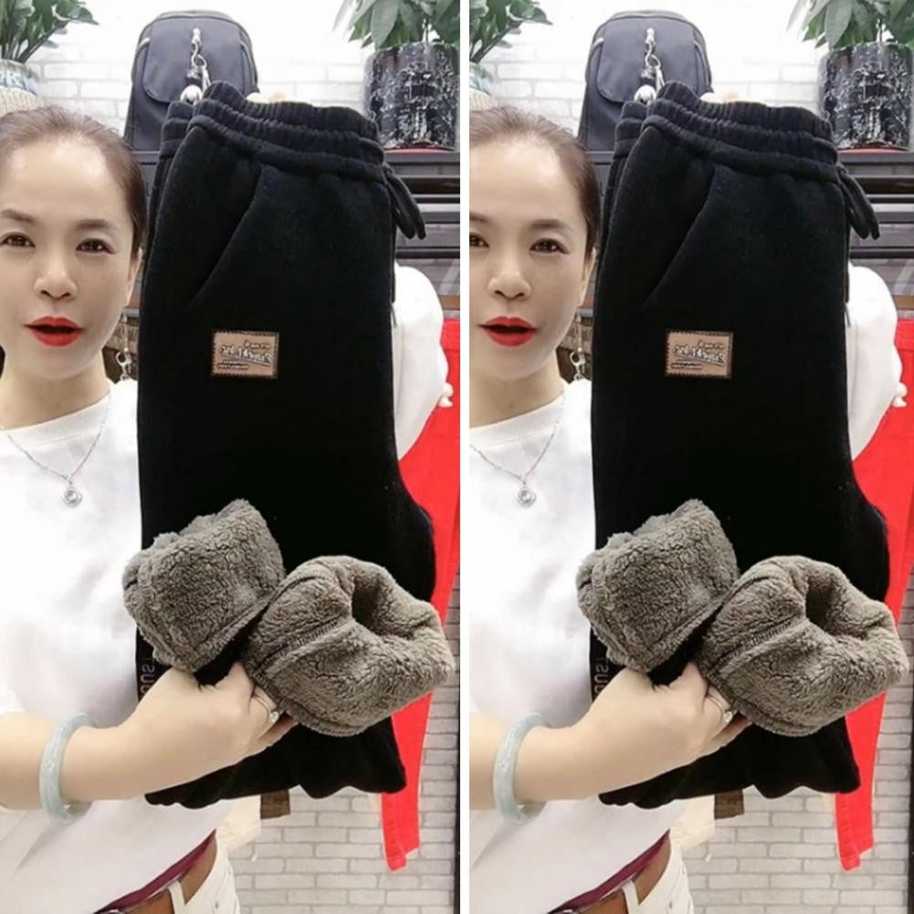 Women Sweatpants Cozy Fleece Lined Women's Sweatpants with High Waist Drawstring Pockets Warm Winter Casual Trousers for Cold