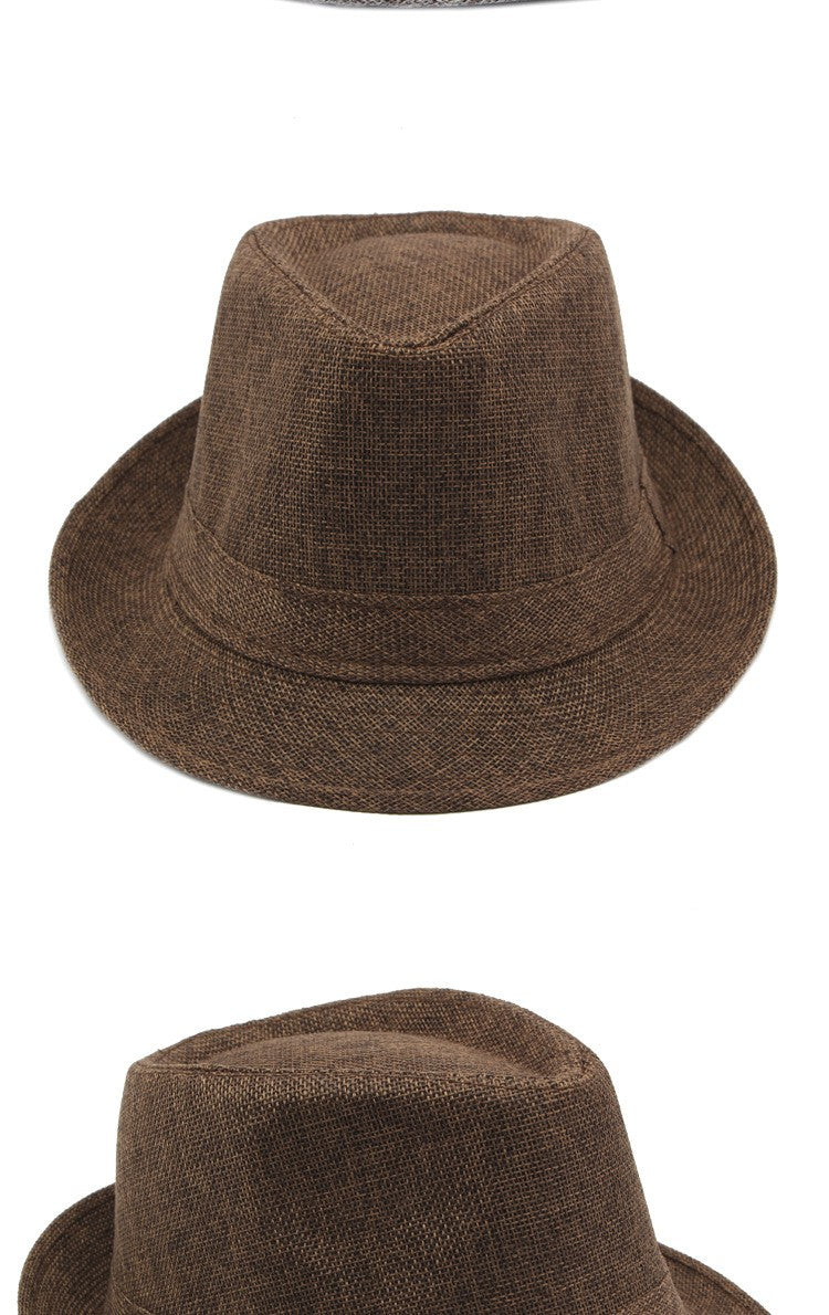 Middle-aged Spring and Summer Outdoor Sun Protection Hat Beach Top Hat Female Casual Retro Jazz Linen Hat  Fedoras for Man Party