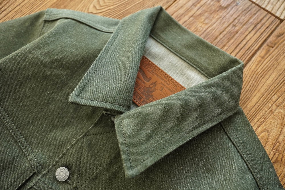 Sauce Zhan 540XX Mens Cusual Jacket Vulcanized green Selvedge Sanforized  Denim Jacket 14 Oz Loose Fit