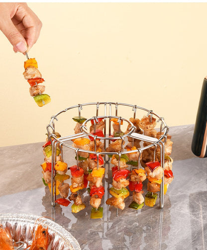 12/24/48 Skewers  Air Fryer Stainless Steel Grill Vertical Skewer Hanging Oven Kebab Rack Kebab Holder Kitchen Gadgets Grill