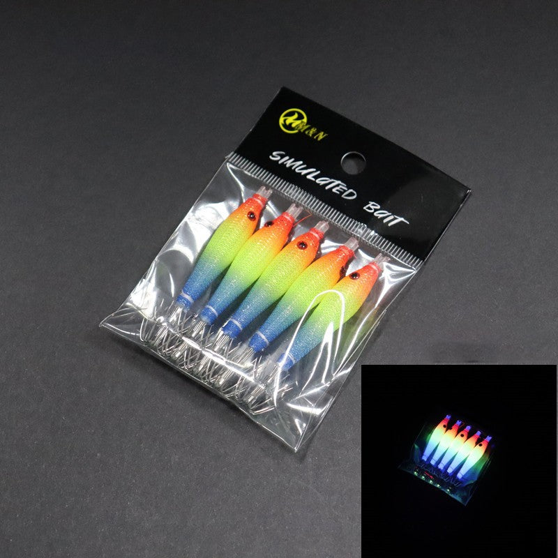 5 unidades/saco 68mmRolo de Pano Luminoso UV Tubo de Sopro Pesca Polvo Isca de Camarão de Madeira Anzol de Lula pesca Anzol de Explosão de Pesca