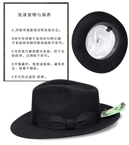 New British 100% Wool Felt Hat Men Fedora Big Size Raw Edge Brim Satin Lined Gangster Hat Premium Quality